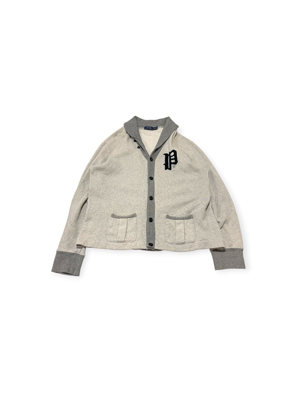 Polo Ralph Lauren Varsity Letterman 'P' Patch Fleece Cardigan Size XXL Men’s